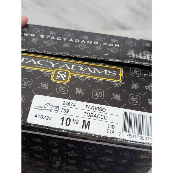 Stacy Adams Men's Brown Trevisco Tobacco Croc Embossed Leather Tie Oxford Size 1 - Picture 9 of 9